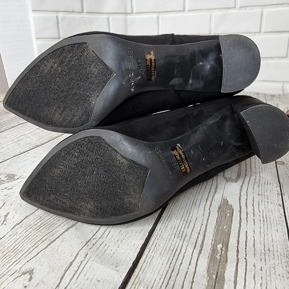 Marc Fisher Kalita Women's Ankle Boot Heels Slip On Pointed Toe Black - Picture 9 of 14